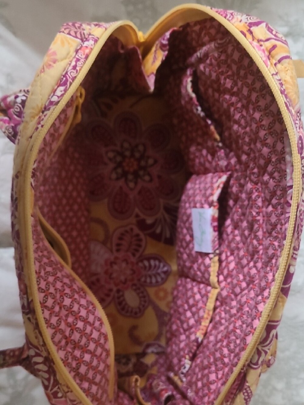 Vera Bradley Quilted Shoulder Tote in Yellow and Pink Floral - Picture 3 of 5